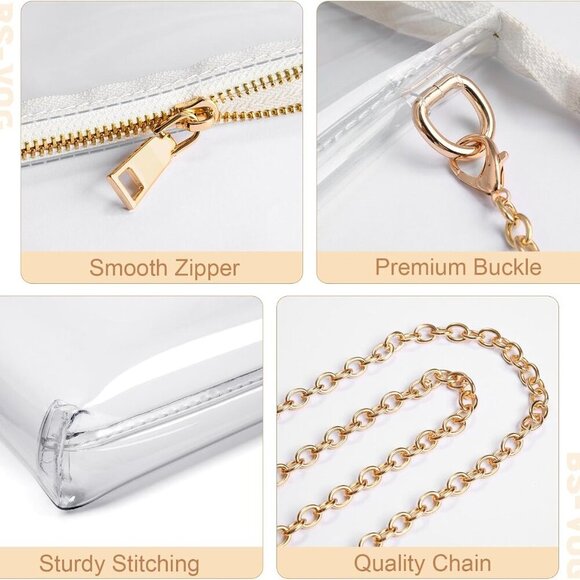 for Women - Stadium Approved Small Crossbody Bag with Zipper, Clear Stadium Bag - Picture 4 of 7